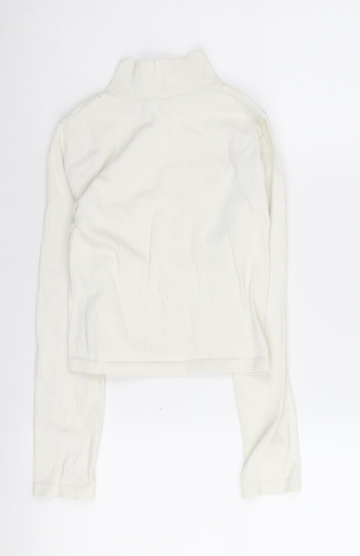 Zara Women's Ivory High Neck Pullover Jumper Size 12
