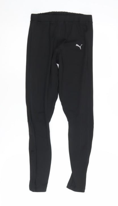 Additional front view of Puma Women's Black Gym Leggings, size 12, Elastic Waist