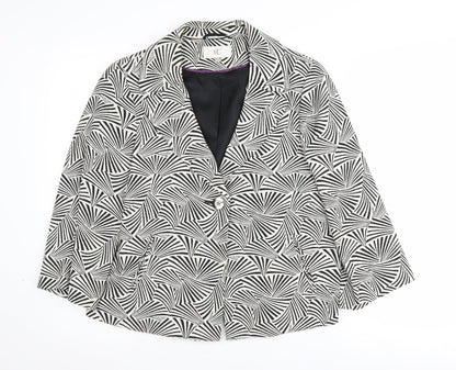 Preloved CC Women's Blazer Black/White Geometric Size 12 - Front