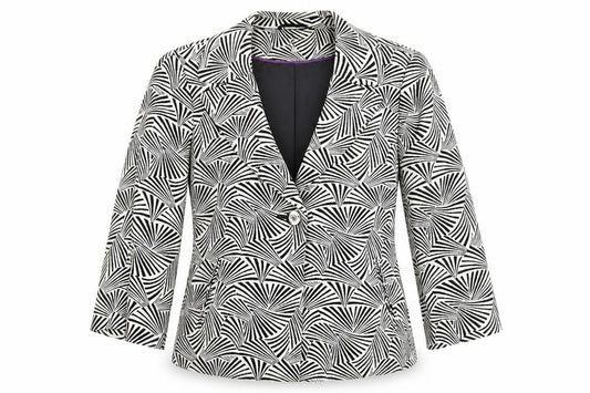 CC Women's Blazer Black/White Geometric Size 12