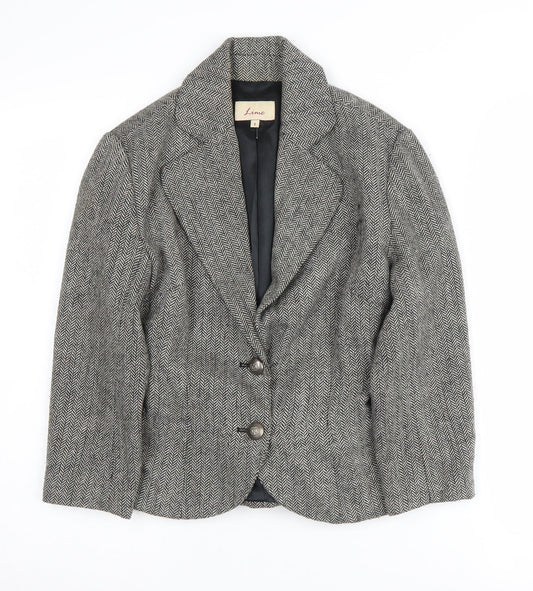 Lime Women's Grey Herringbone Blazer UK 8
