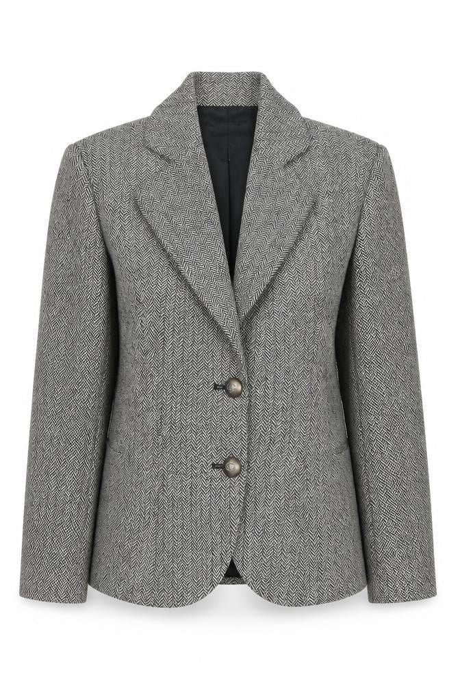 Lime Women's Grey Herringbone Blazer UK 8