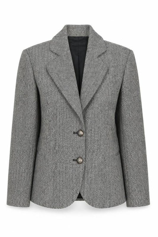Lime Women's Grey Herringbone Blazer UK 8