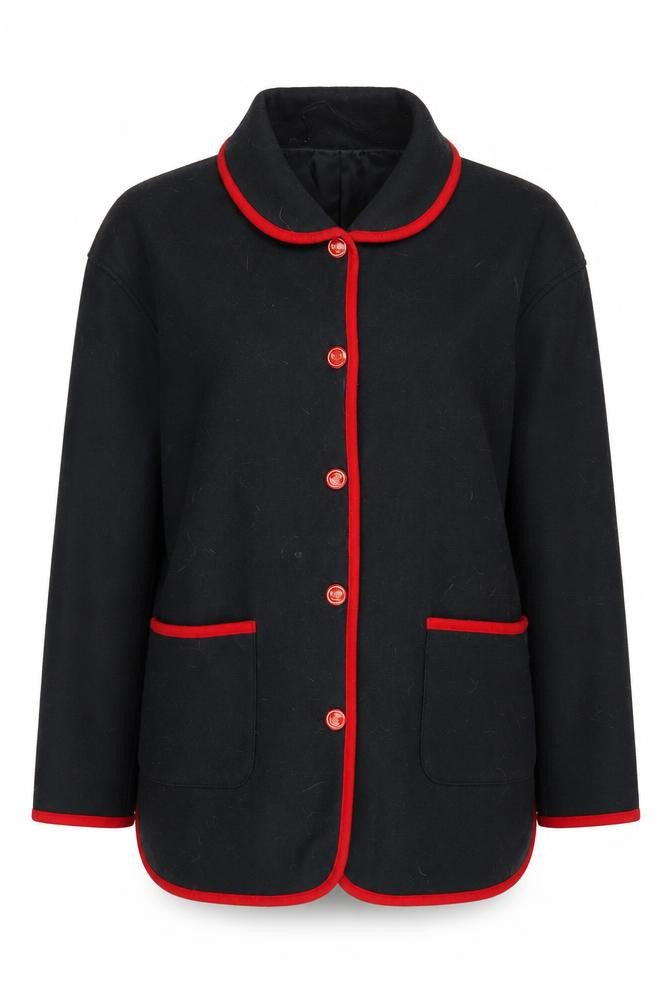 Damart Women's Black Fleece Jacket - M, Button Accents