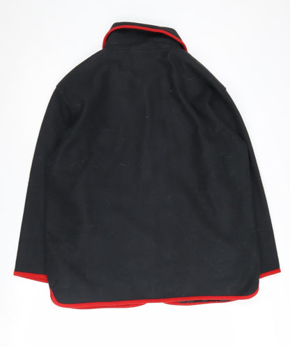 Damart Women's Black Fleece Jacket - M, Button Accents