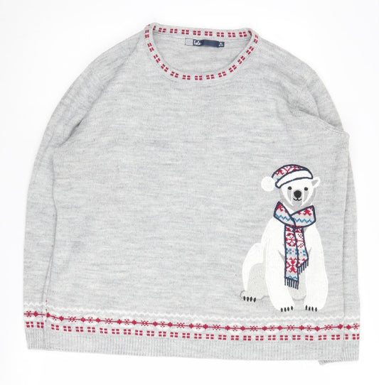 Isle Women's Grey Polar Bear XL Pullover Jumper