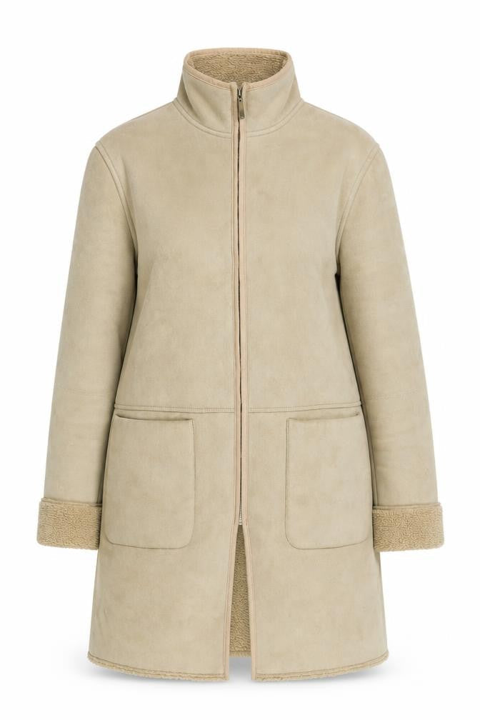 Next Beige Women's Mid-Length Zip Coat UK 14