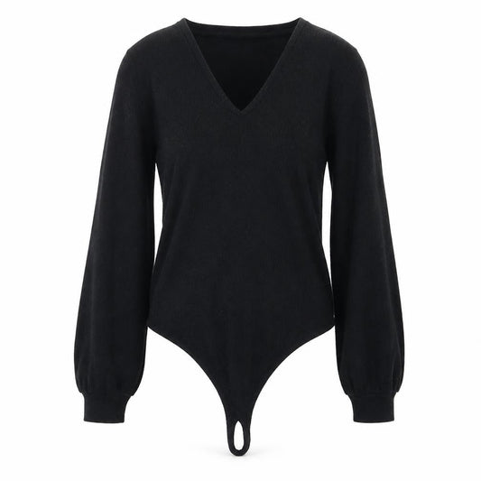 Abercrombie & Fitch Women's Black Bodysuit L V-Neck
