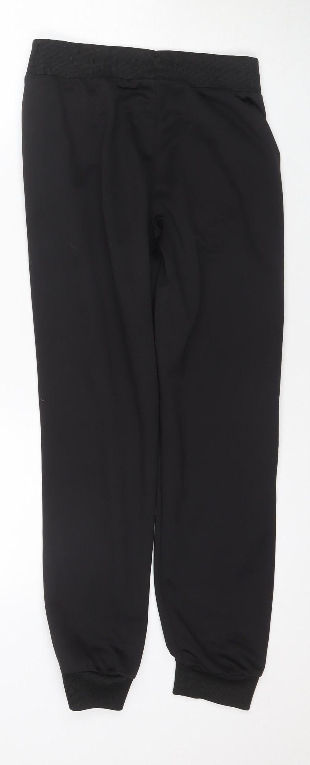 Back view of Puma boys’ black joggers l tapered sports trousers