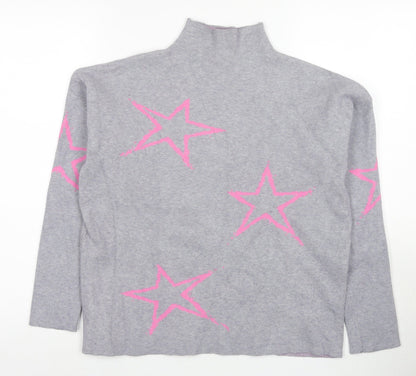 Tahari Women's Grey Mock Neck Pullover Jumper