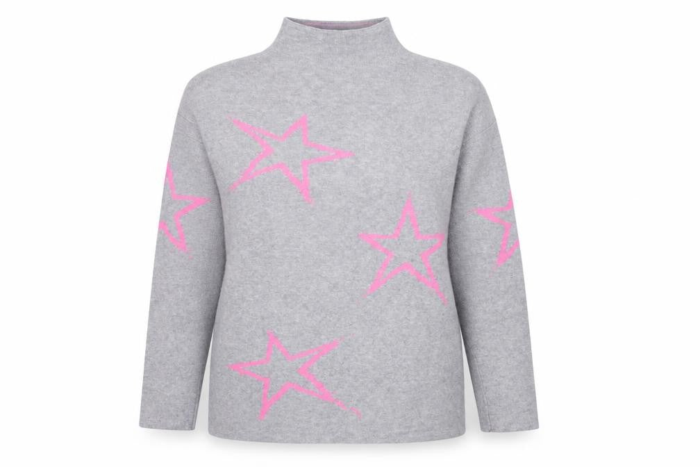 Tahari Women's Grey Mock Neck Pullover Jumper