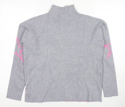 Tahari Women's Grey Mock Neck Pullover Jumper