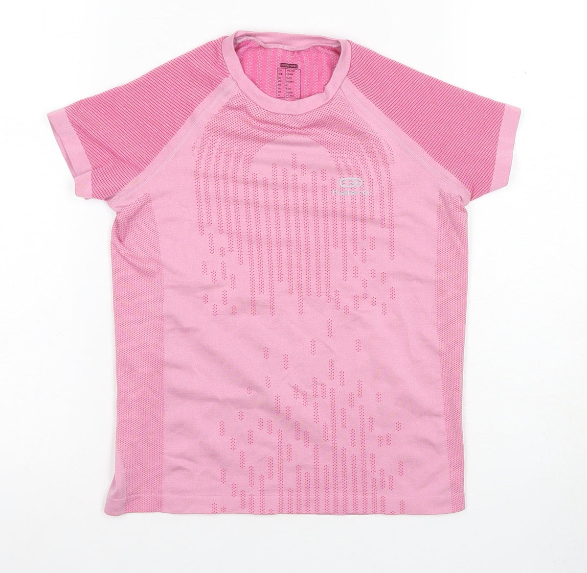 Additional front view of Decathlon girls’ pink athletic t-shirt, 8 years, lightweight