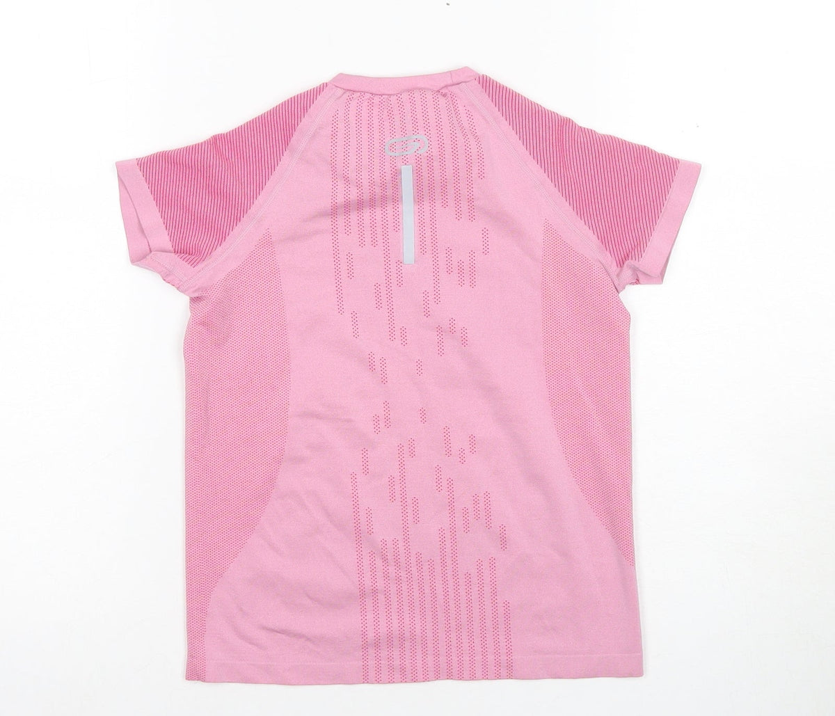 Back view of Decathlon girls’ pink athletic t-shirt, 8 years, lightweight