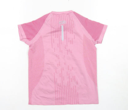 Back view of Decathlon girls’ pink athletic t-shirt, 8 years, lightweight