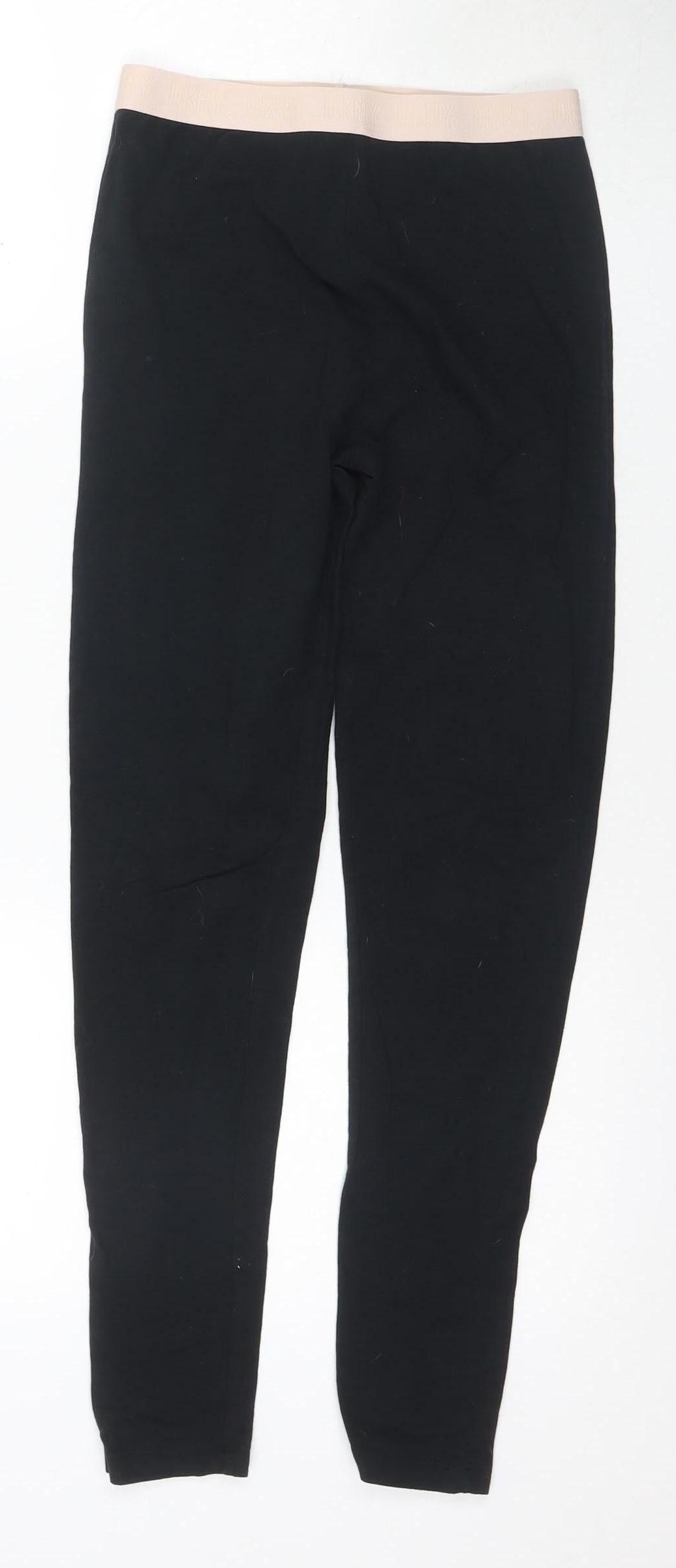 Additional front view of DKNY girls’ black ankle leggings, cotton blend, 12 years