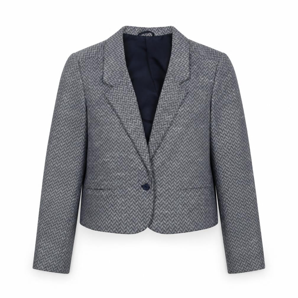 St Michael Grey Herringbone Blazer Women Size 12