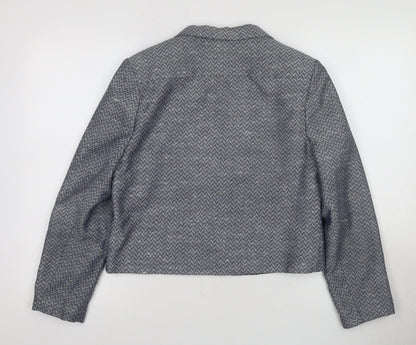 St Michael Grey Herringbone Blazer Women Size 12