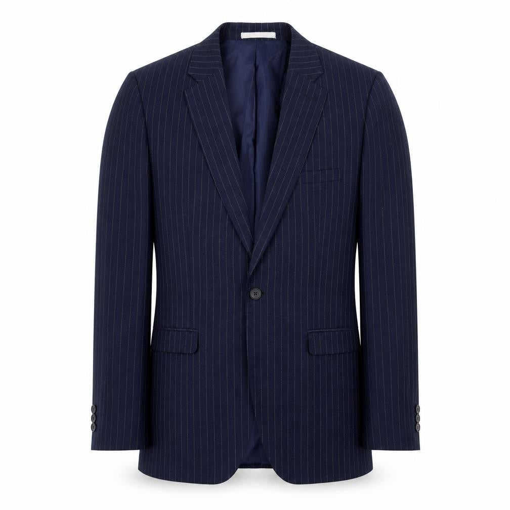 Moss London Men's Blue Striped Blazer 40 Long