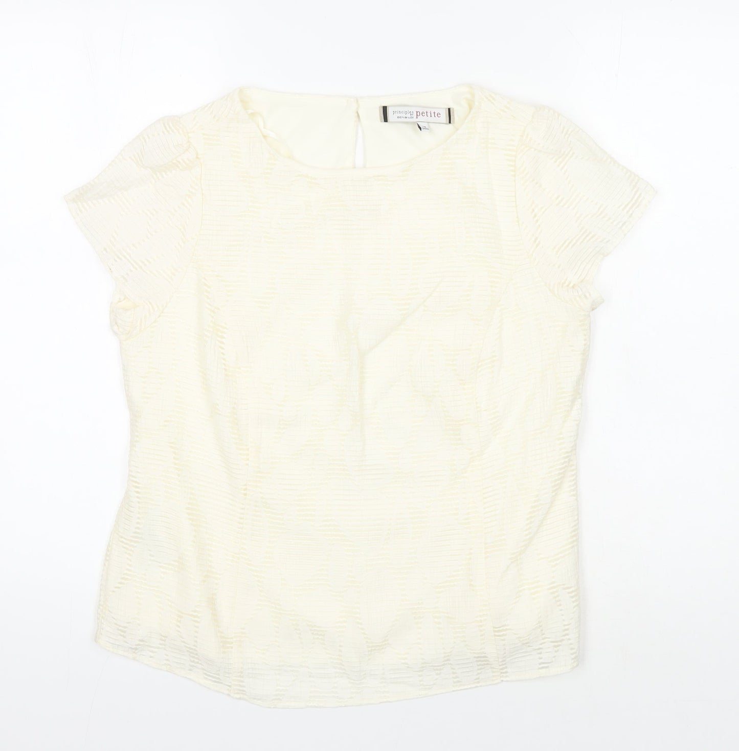 Principles Ivory Petite Textured Blouse Size 14