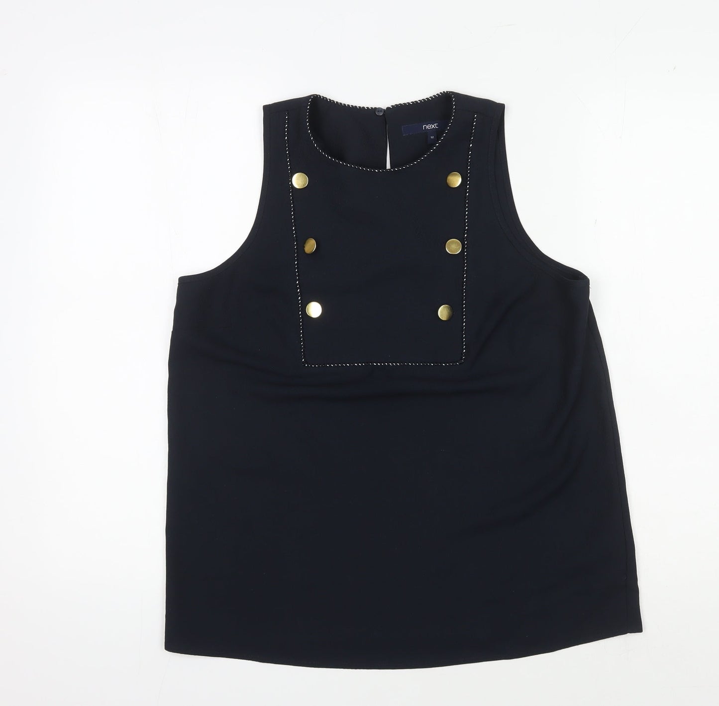 Next Women's Black Button Sleeveless Blouse Size 12