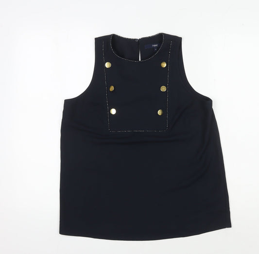 Next Women's Black Button Sleeveless Blouse Size 12