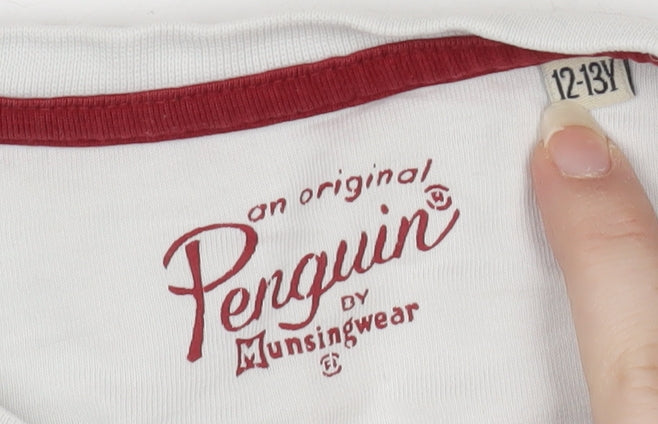 Original Penguin Boys White T-Shirt, Age 12-13, Graphic Logo