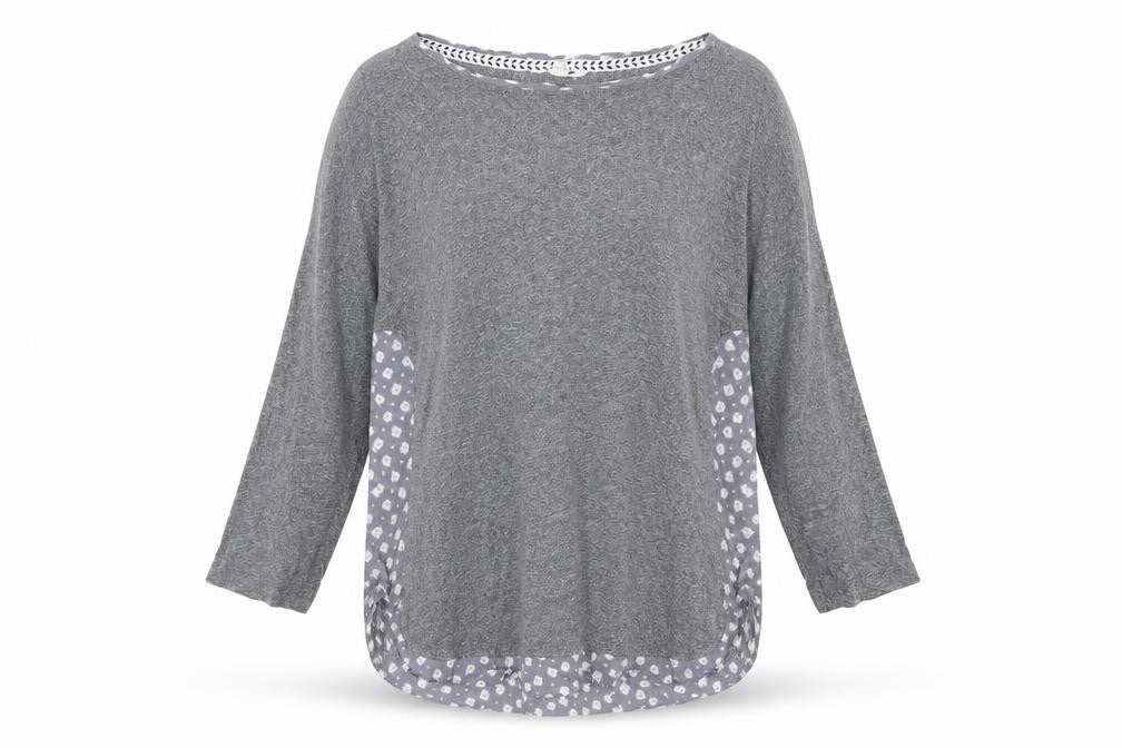 White Stuff Grey Women's 3/4 Sleeve Top UK 12