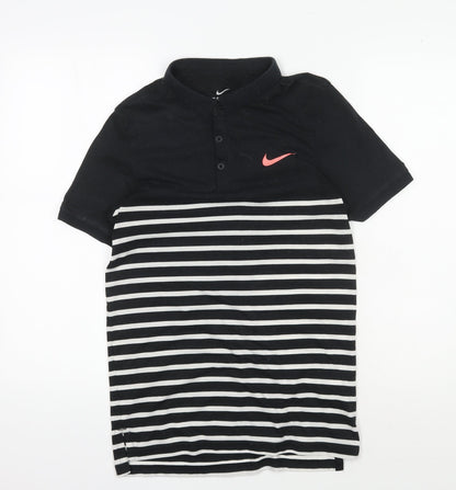 Nike Men's Black Striped Polo, Size S, Dri-Fit Style