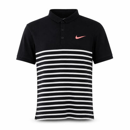 Nike Men's Black Striped Polo, Size S, Dri-Fit Style