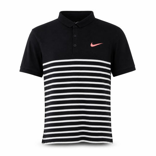 Nike Men's Black Striped Polo, Size S, Dri-Fit Style