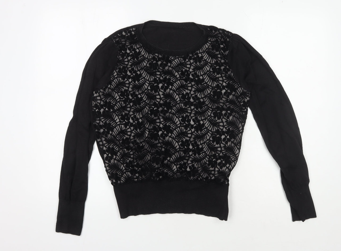 Oasis Women's Black Floral Pullover Jumper M