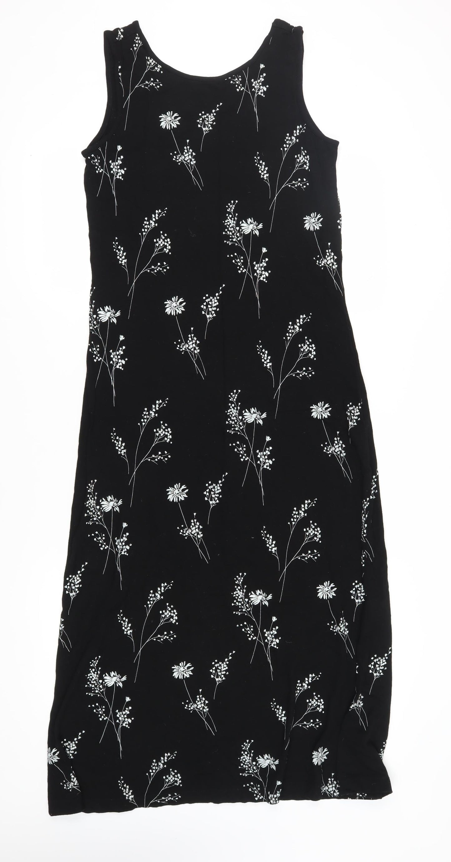 Liz Claiborne Women's Black Floral Midi Tank Dress M