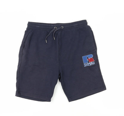 Additional front view of Russell Athletic boys’ blue shorts 14-15y athletic gym style