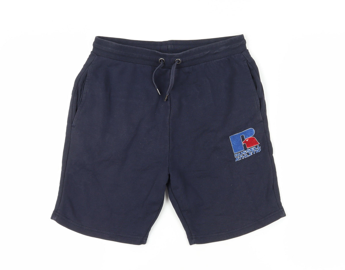 Additional front view of Russell Athletic boys’ blue gym shorts 15-16y