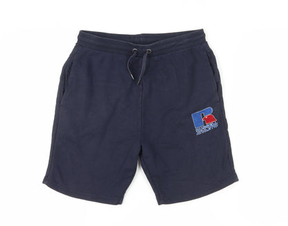 Additional front view of Russell Athletic boys’ blue gym shorts 15-16y