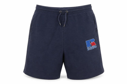 Front view of Russell Athletic boys’ blue gym shorts 15-16y