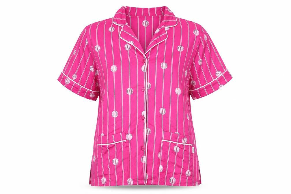 DKNY Women's Pink Striped Pyjama Top, Size L