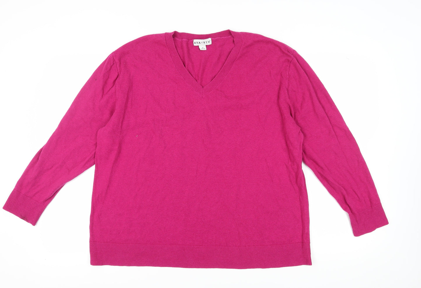 Ava & Viv Women's Pink V-Neck Pullover Jumper 2XL