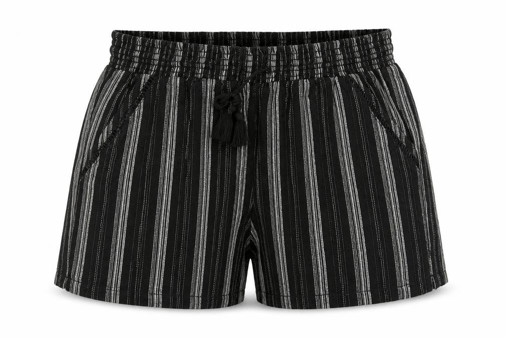 Briggs Women's Black XL Striped Linen Shorts