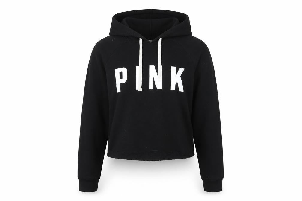 PINK Women's Black Pullover Hoodie M