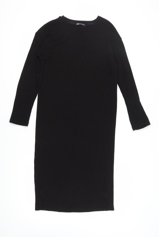Zara Women's Black Midi Sheath Dress Size 8
