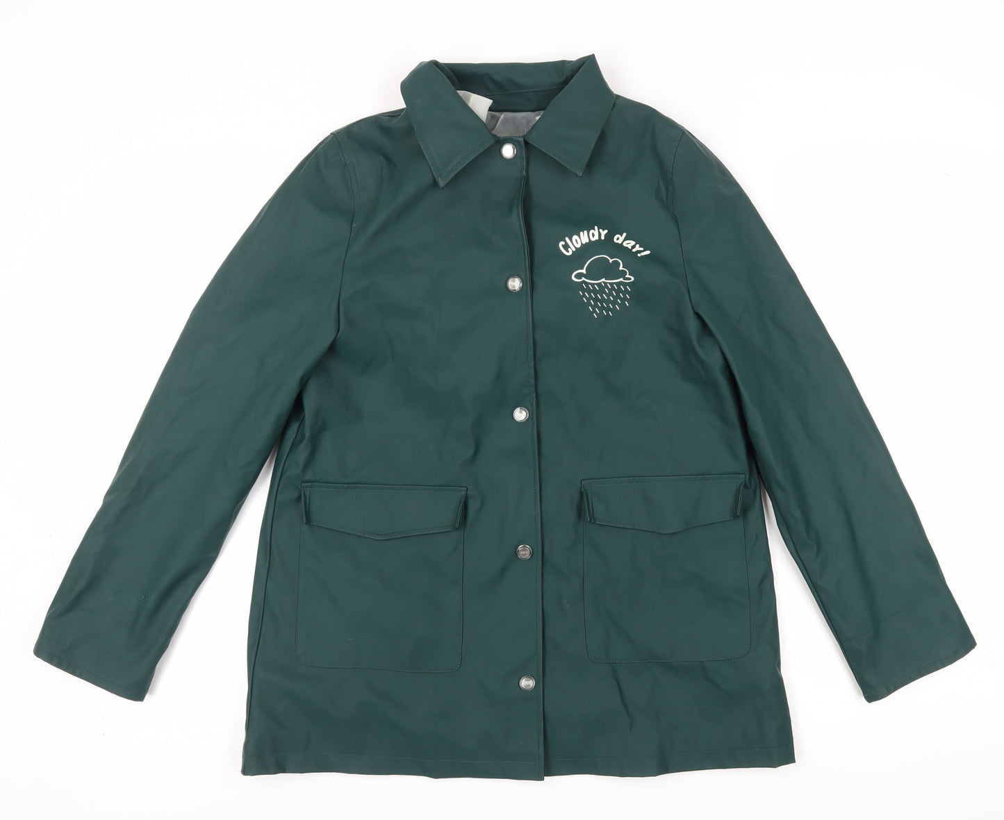 Zara Girls Green Basic Jacket 13-14 Years Collared