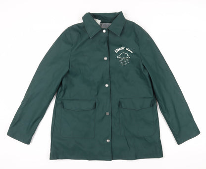 Additional front view of Zara girls’ green basic jacket 13-14 years collared