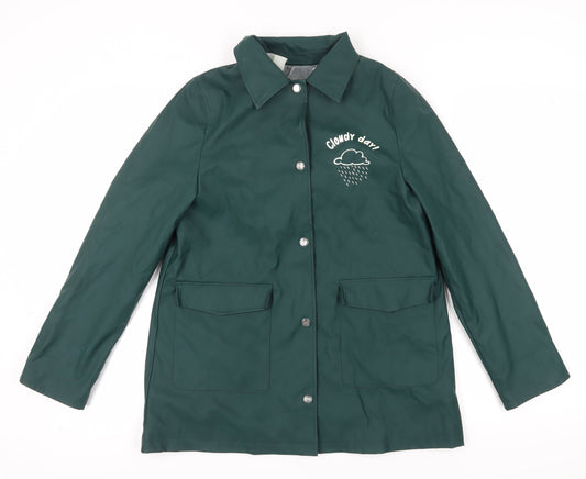 Zara Girls Green Basic Jacket 13-14 Years Collared