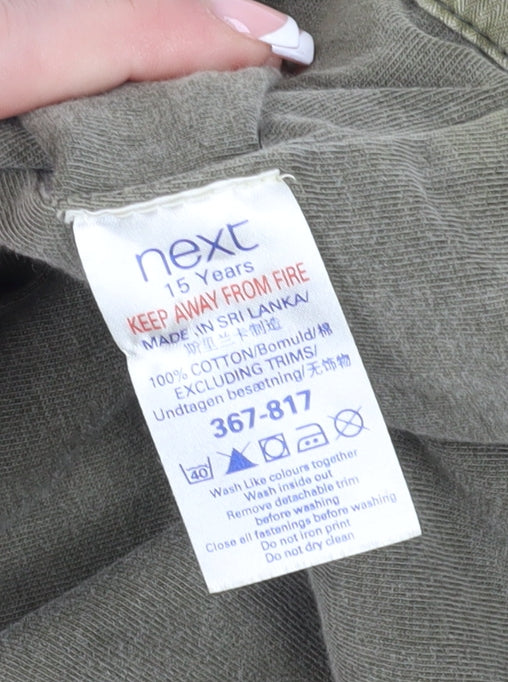 Next Boys Green Hooded Jacket, 15 Years, Cotton, Casual