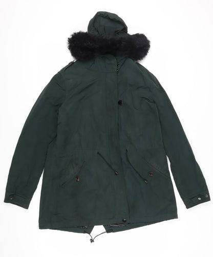 Additional front view of Massimo Dutti Women's Green Parka Coat, size 4