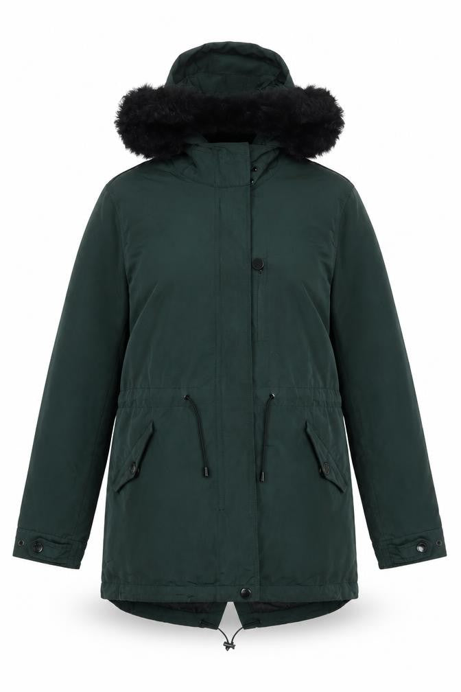 Massimo Dutti Women's Green Parka Coat Size 4
