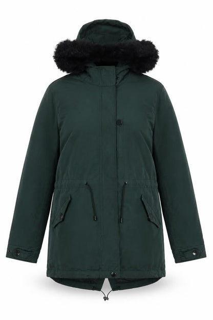 Front view of Massimo Dutti Women's Green Parka Coat, size 4