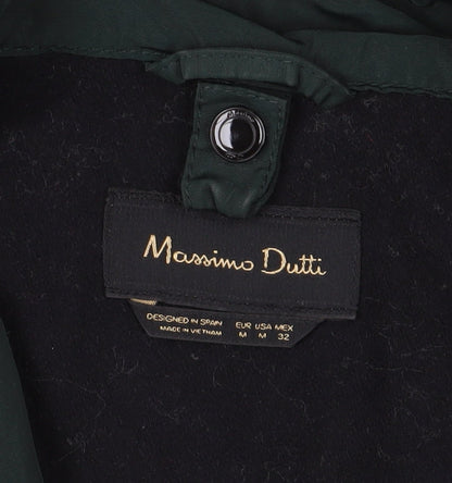 Close-up detail of Massimo Dutti Women's Green Parka Coat, size 4